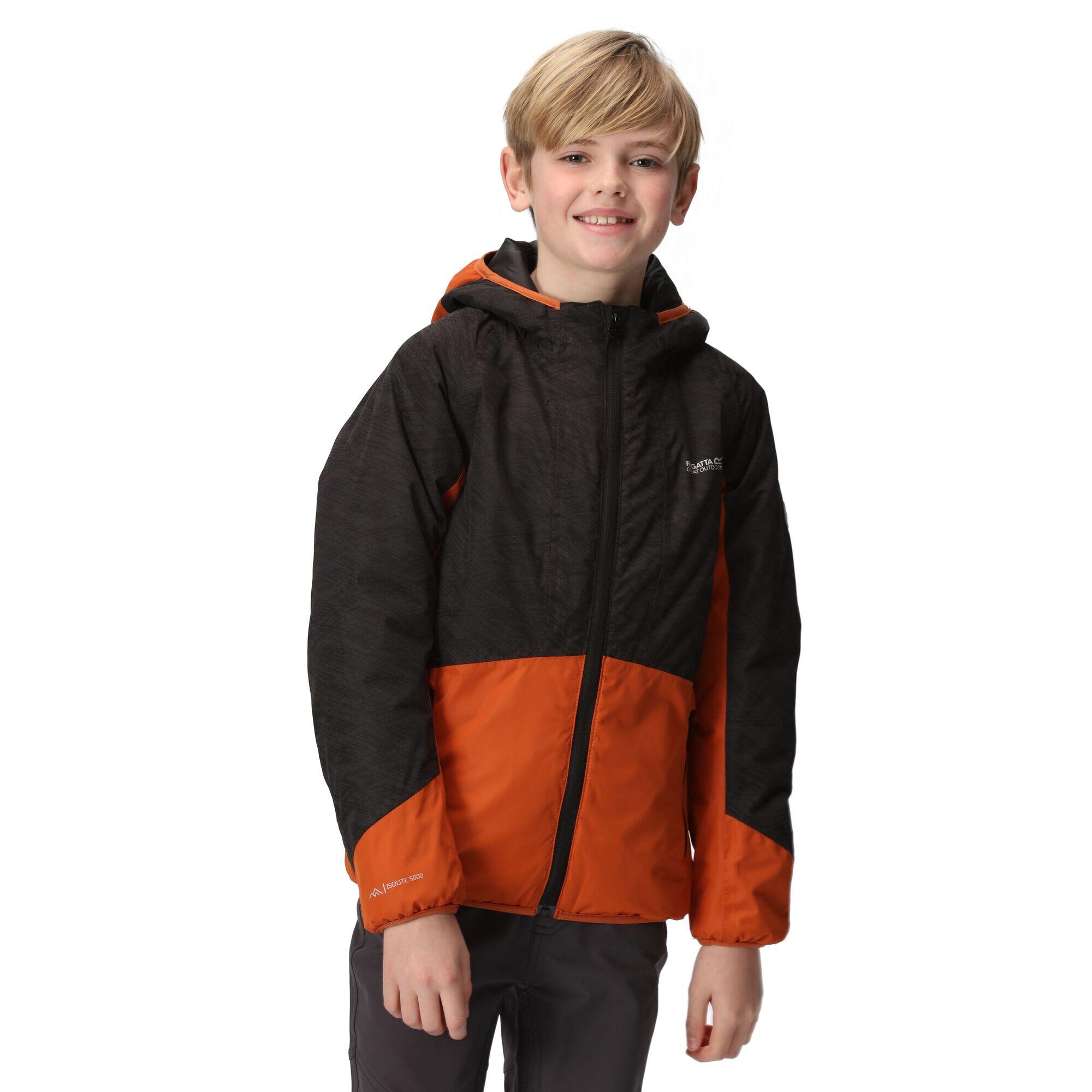 VOLCANICS Children's waterproof jacket (Black / Burnt orange)