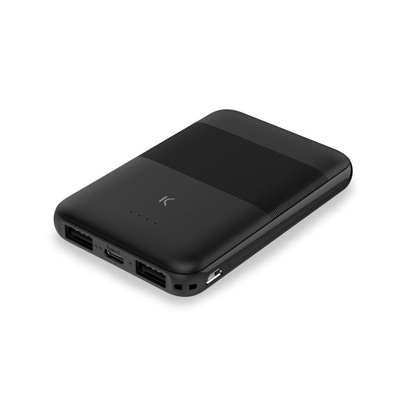 Batería externa Ksix, puertos USB A y USB C ,5.000mAh, 10W, Negro