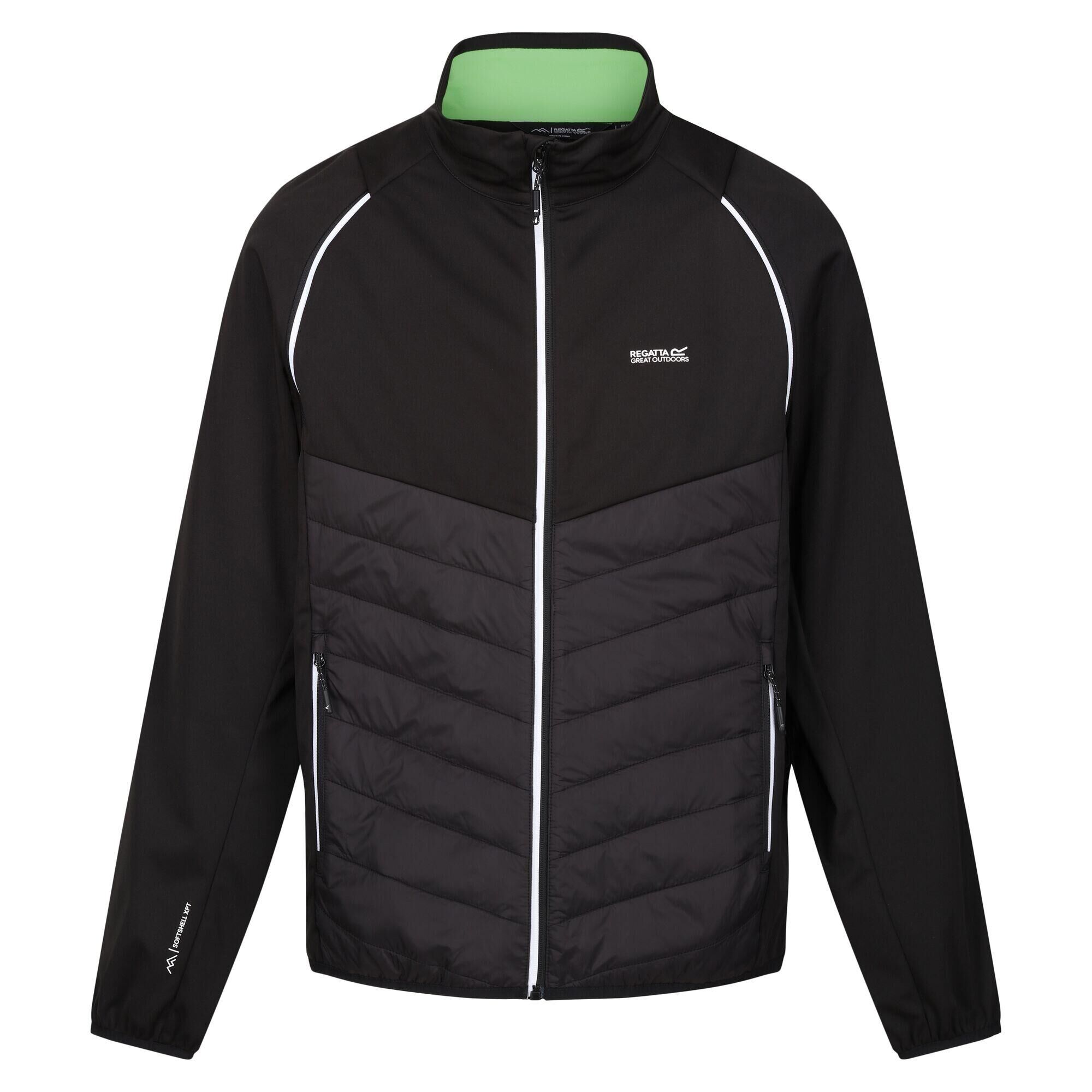 REGATTA Mens Steren Hybrid Soft Shell Jacket (Black/Jasmine Green)