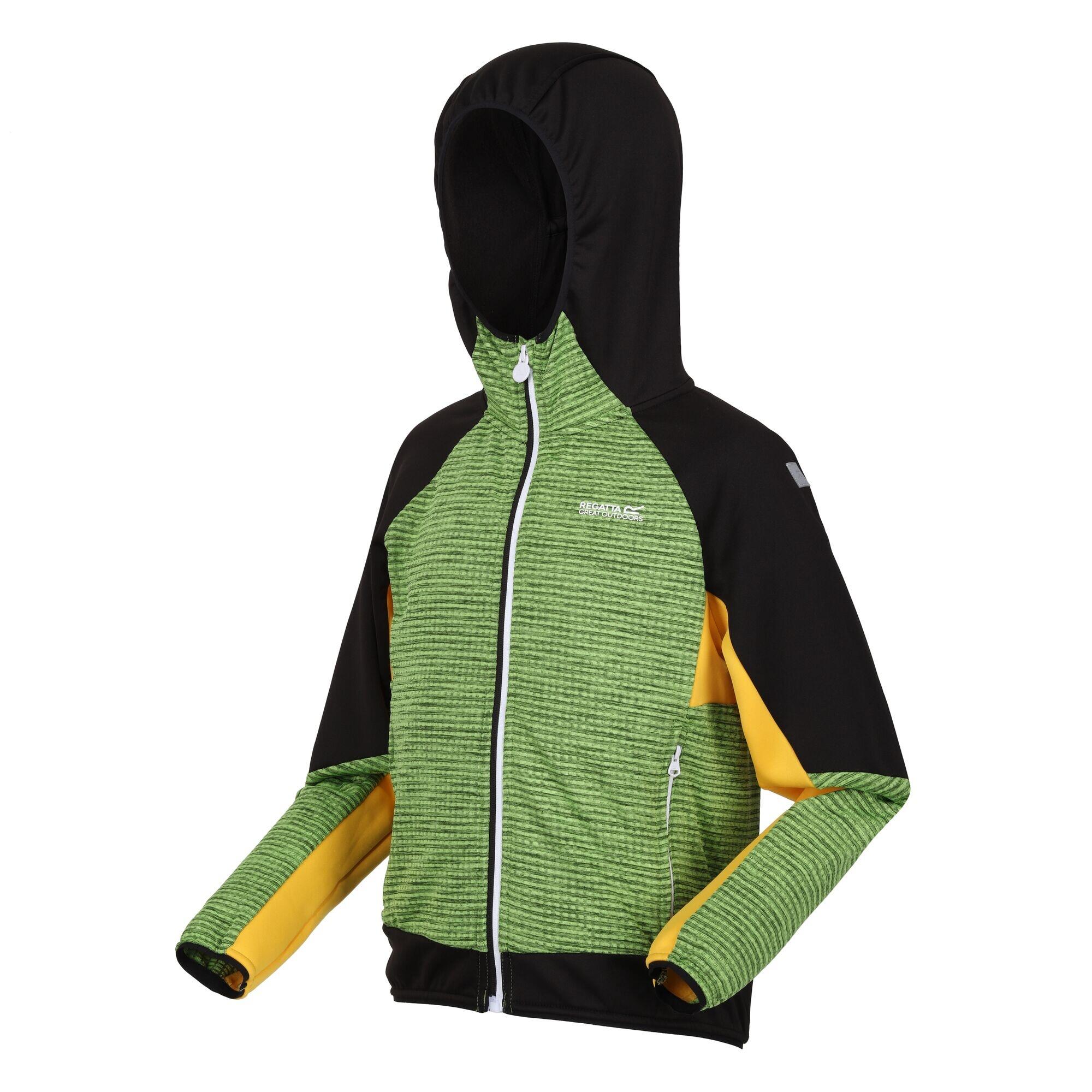 Giacca Soft Shell Con Cappuccio Bambini Regatta Prenton II Verde Gelsomino Nero 3/5