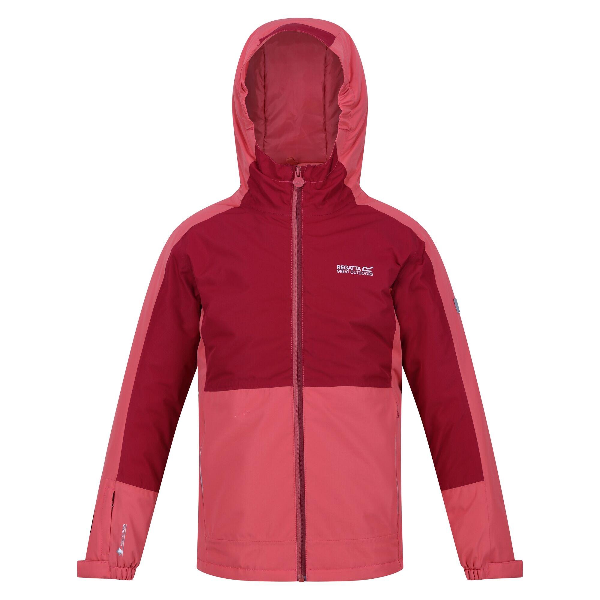 Children's BEAMZ waterproof jacket (Light coral / Dark red)