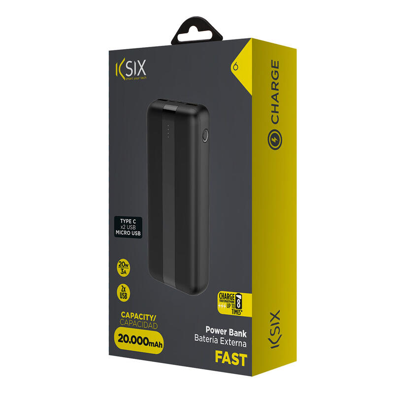 Batteria esterna Ksix Power Bank, 20.000 mAh