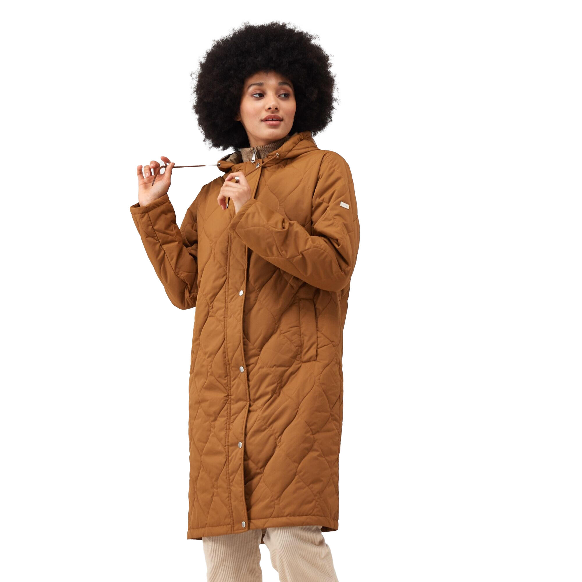 Womens/Ladies Jaycee Quilted Hooded Jacket (Rubber/Barleycorn) 3/5