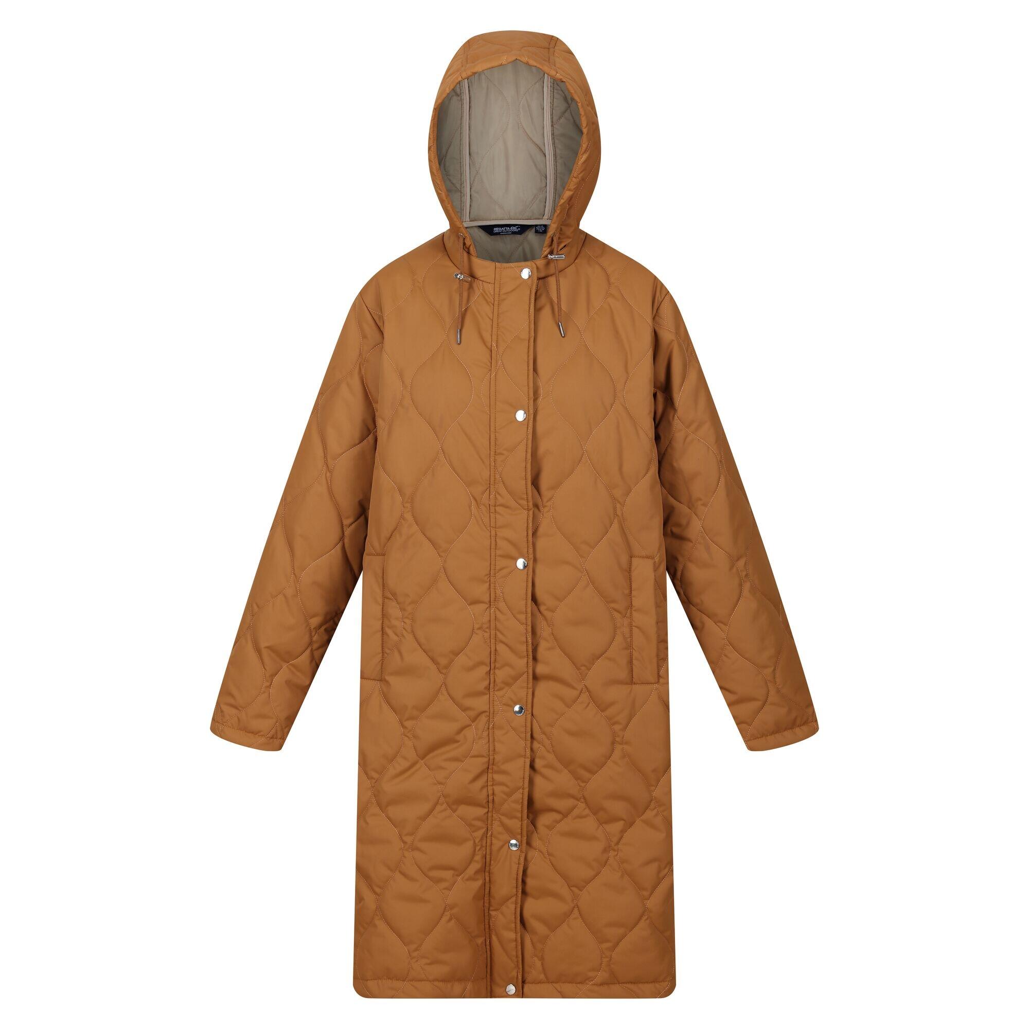 Womens/Ladies Jaycee Quilted Hooded Jacket (Rubber/Barleycorn) 1/5
