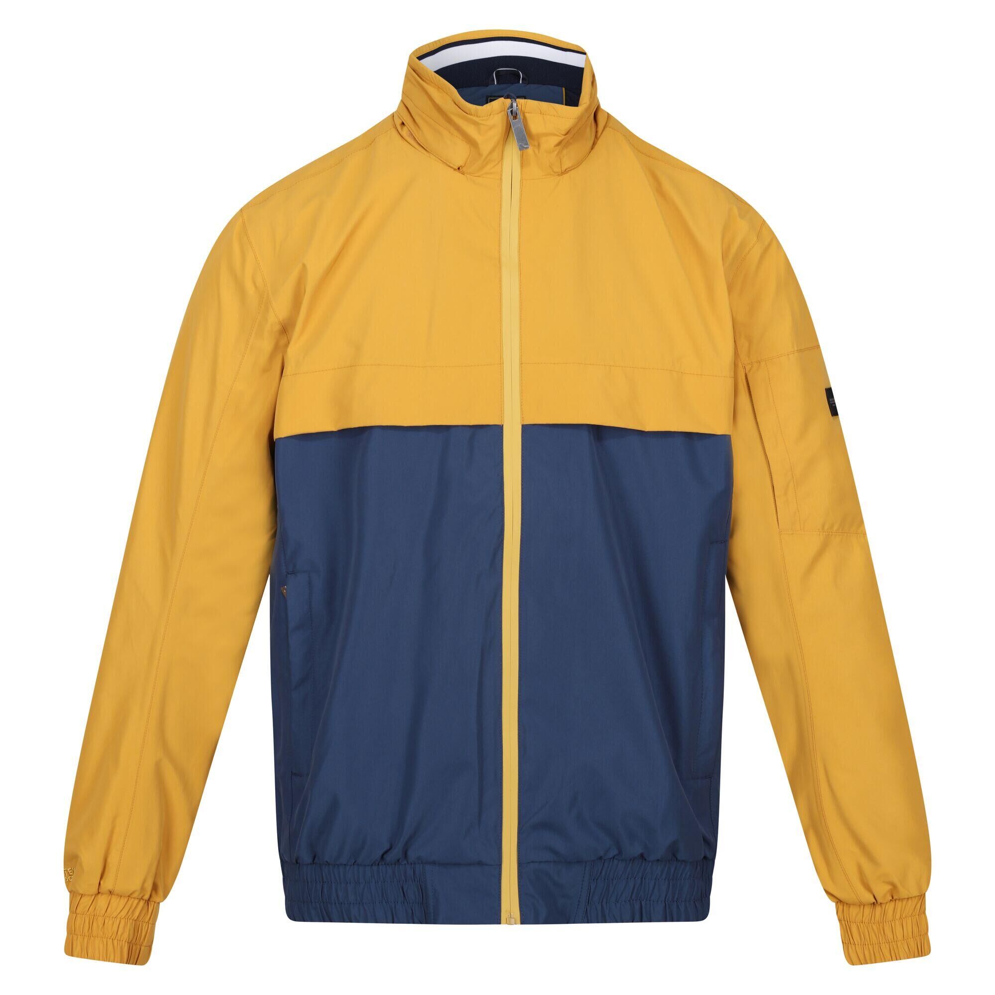 REGATTA Mens Shorebay Colour Block Waterproof Jacket (Gold Straw/Dark Denim)
