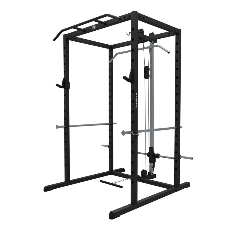 Power rack de musculação com polia e barra de dominadas Bodytone HBC11.