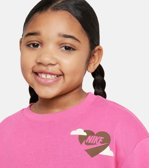 Felpa bambina nike sweet swoosh - cotone garzato - fucsia 3/5