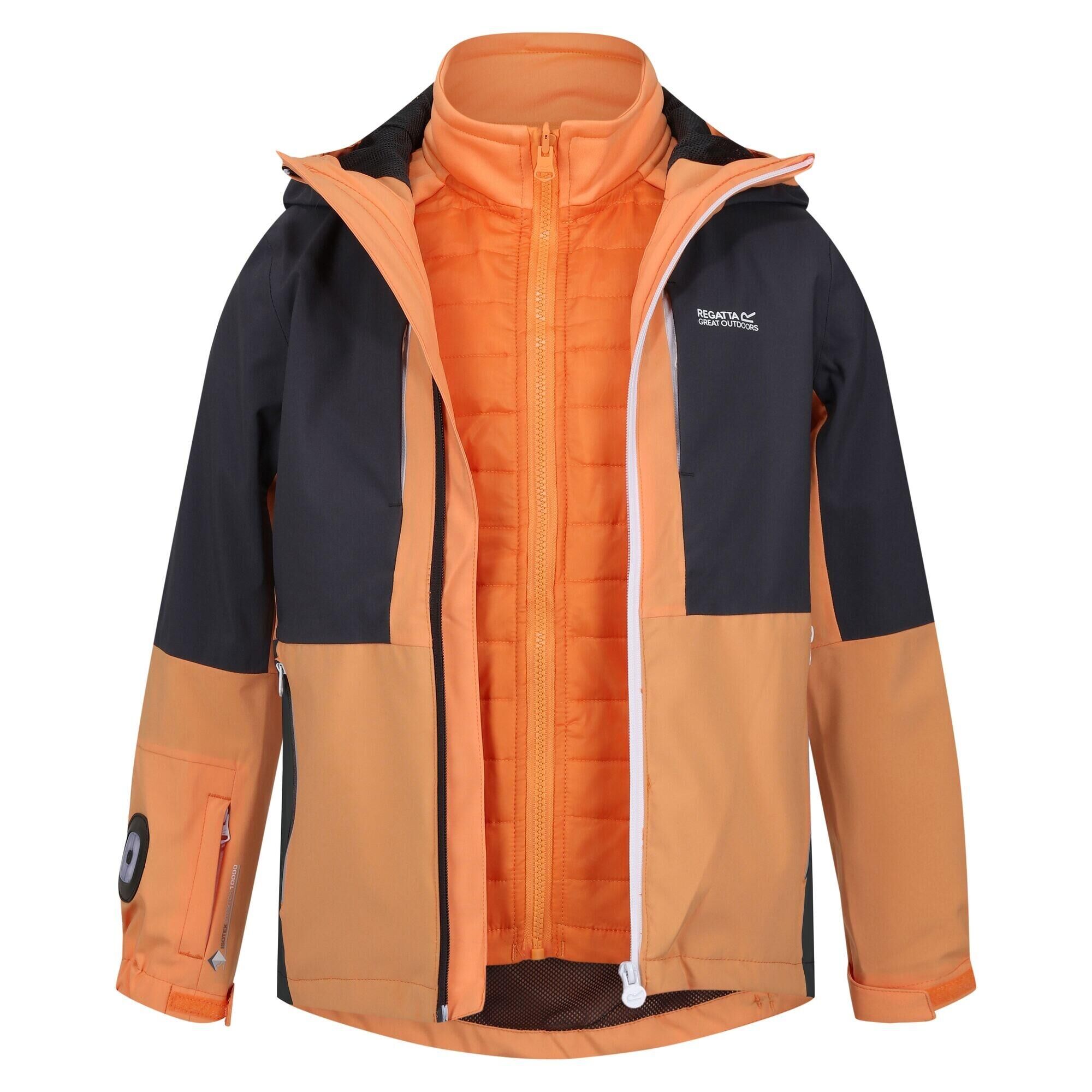 REGATTA Childrens/Kids Hydrate VIII 3 in 1 Waterproof Jacket (Apricot Crush/Seal Grey)