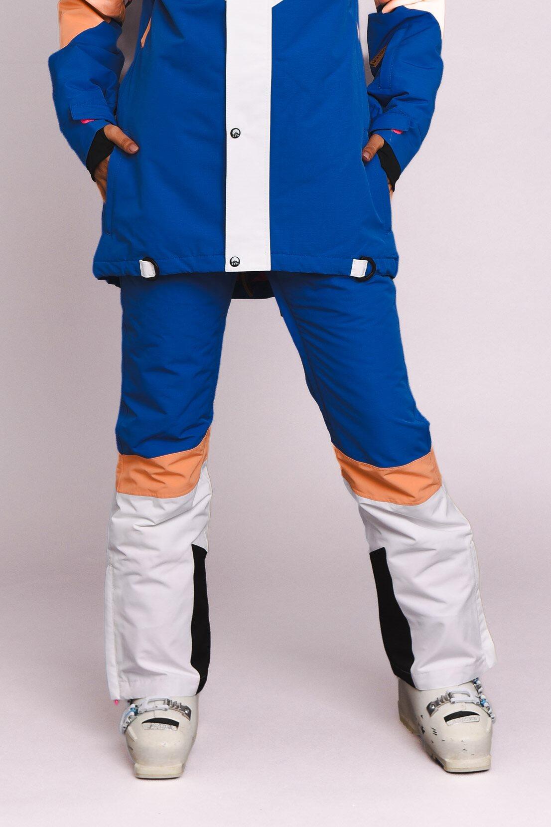 OOSC 1080 Ski- en snowboardbroek - Pastelperzik, wit en blauw