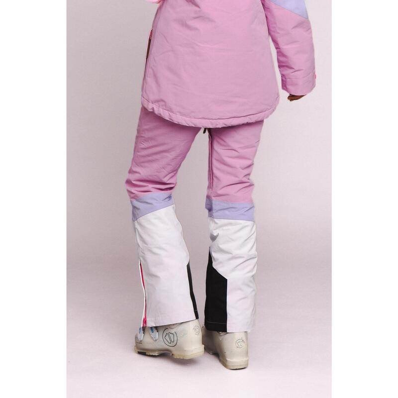 Pantalon de ski et de snowboard 1080 - Rose pastel, blanc et violet pastel
