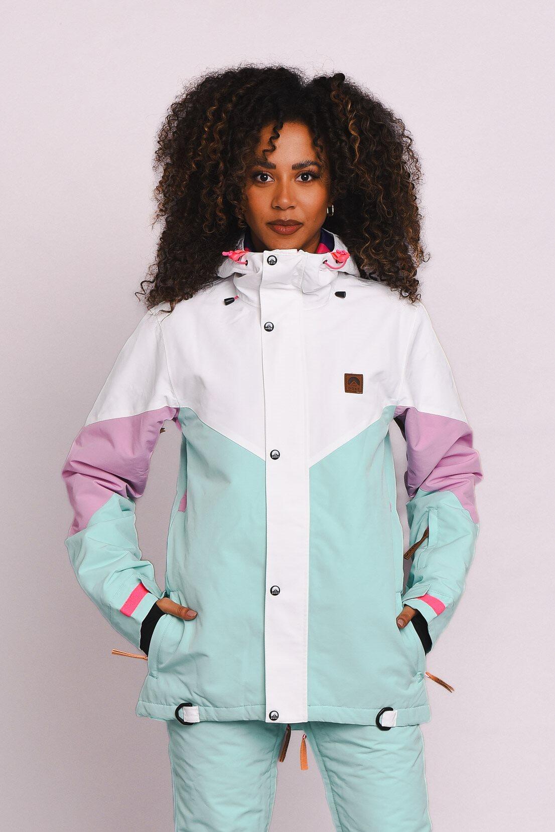 OOSC 1080 Ski- & snowboardjas - Pastelroze, wit en pastelmint