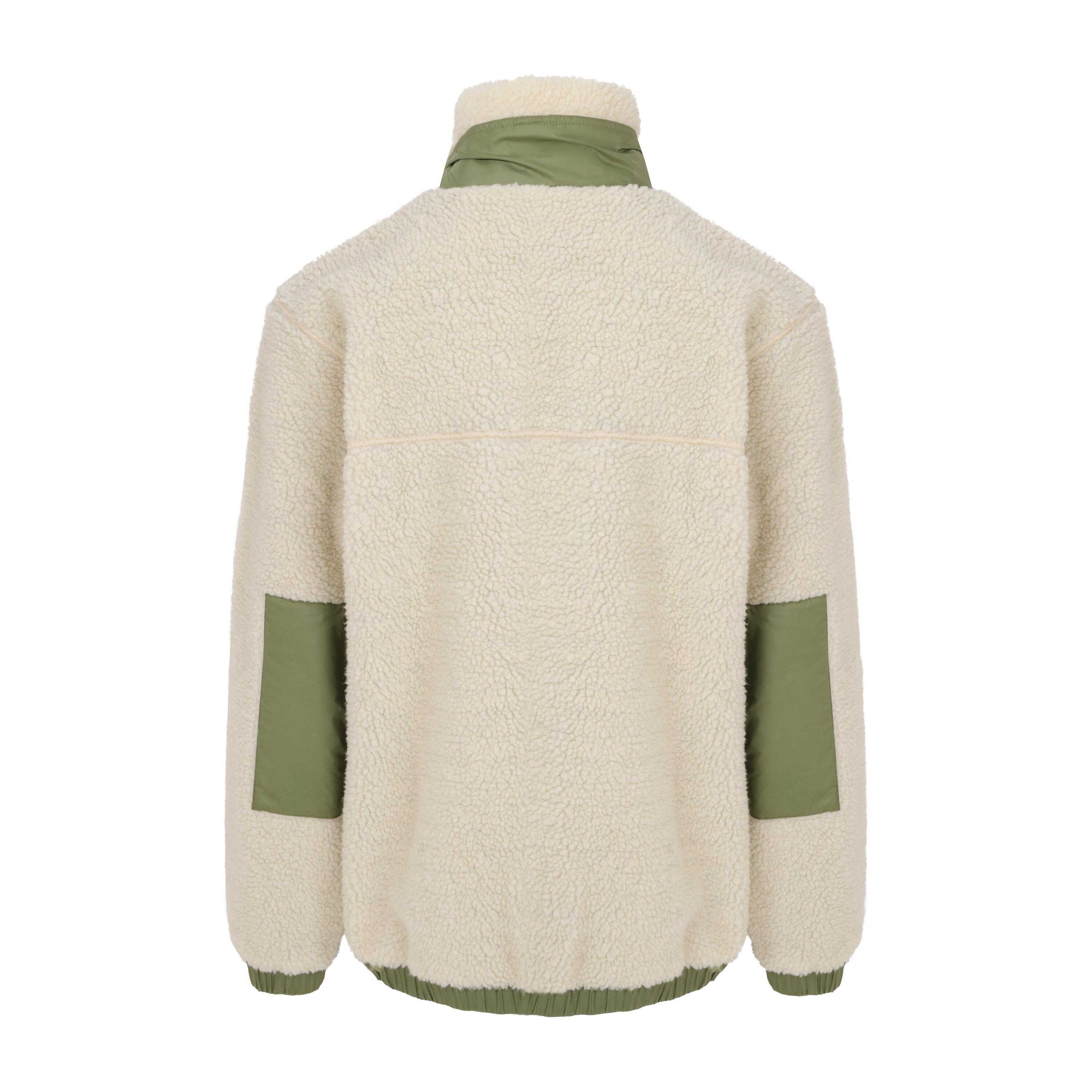 Sherpa-Fleecejacke Creme / Khaki 3/4