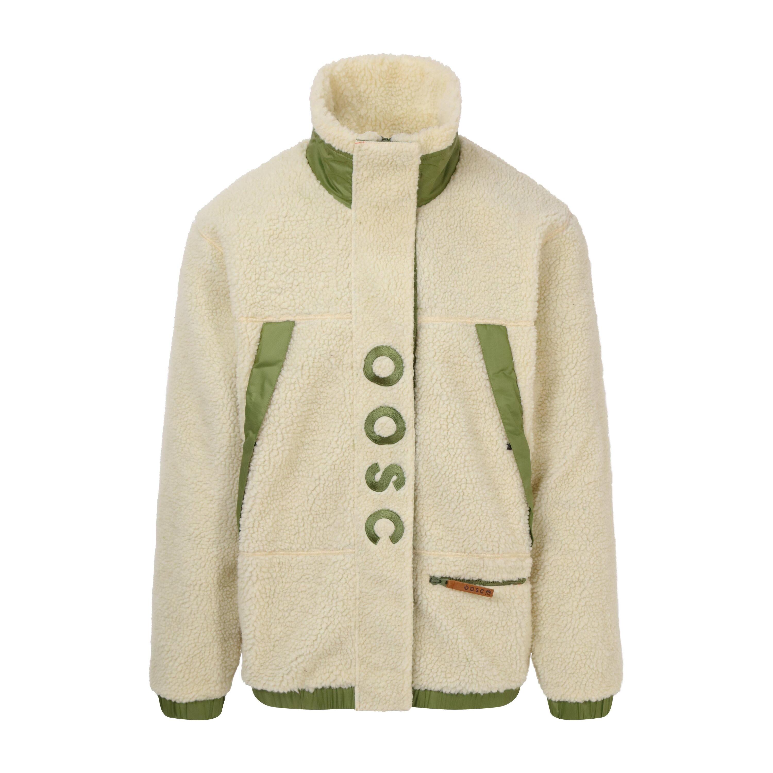 Sherpa-Fleecejacke Creme / Khaki 2/4