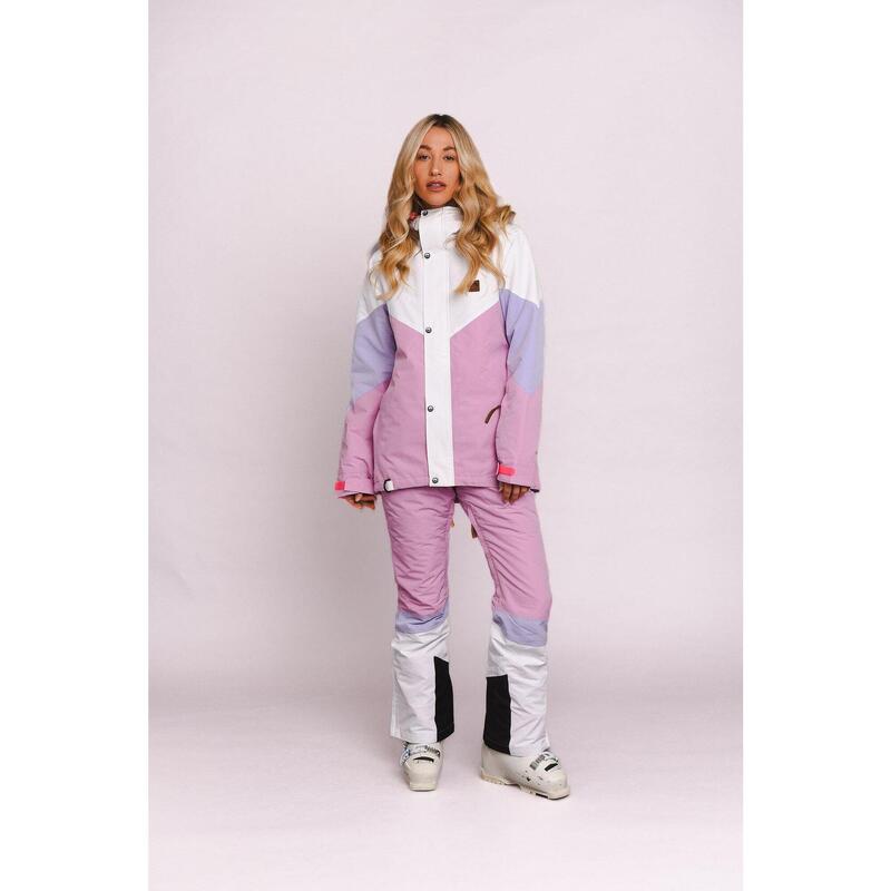 Veste de ski et snowboard 1080 - Rose pastel, blanc et violet pastel