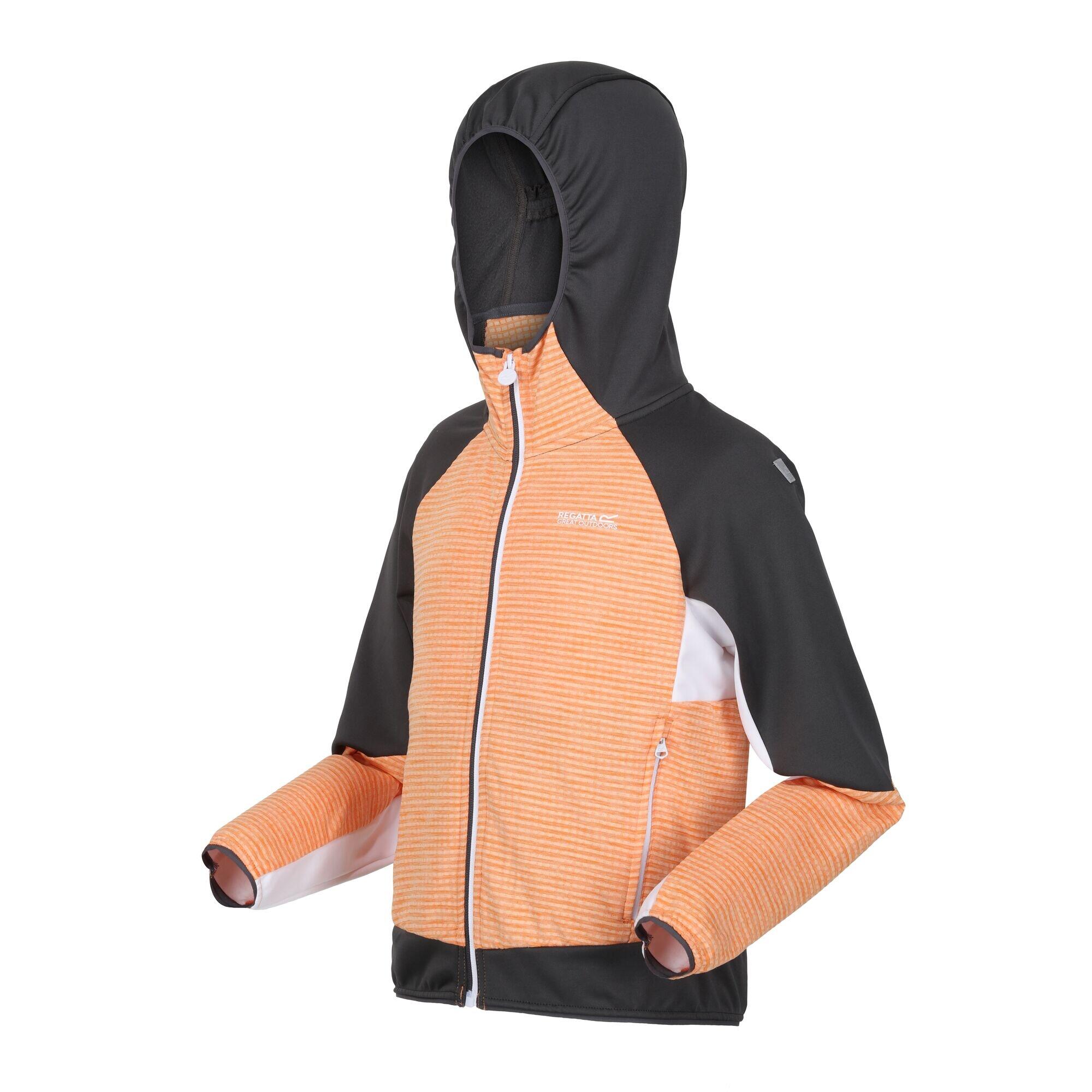 Kinder/Kids Prenton II Hooded Soft Shell Jacket (Abrikoosplet/Grijs) 3/5