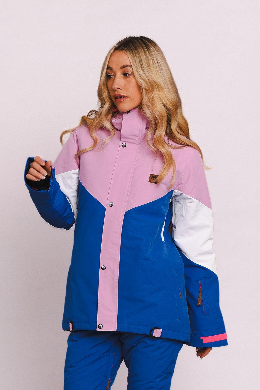OOSC 1080 Ski- en snowboardjas - Pastelroze, wit en blauw