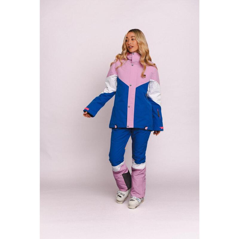 Pantalon de ski et de snowboard 1080 - Rose pastel, blanc et bleu