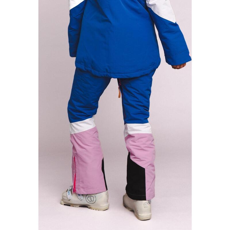 Pantalon de ski et de snowboard 1080 - Rose pastel, blanc et bleu