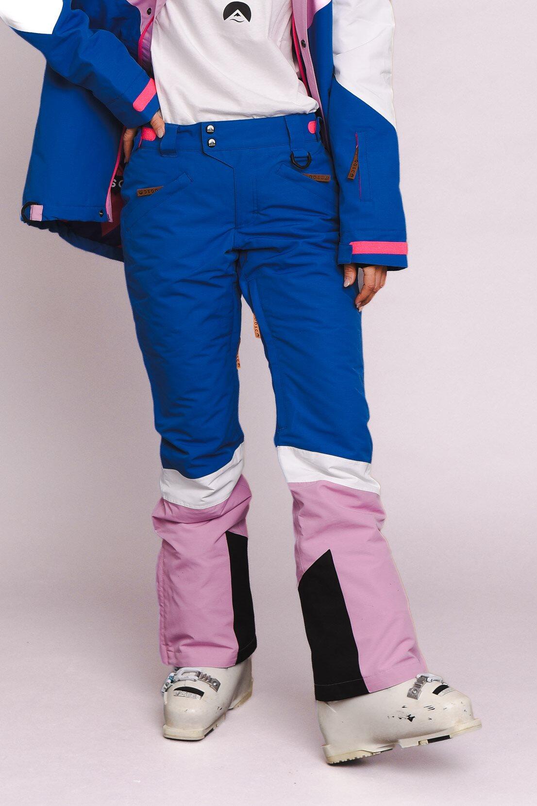 OOSC 1080 Ski- und Snowboardhose – Pastellrosa, Weiß und Blau