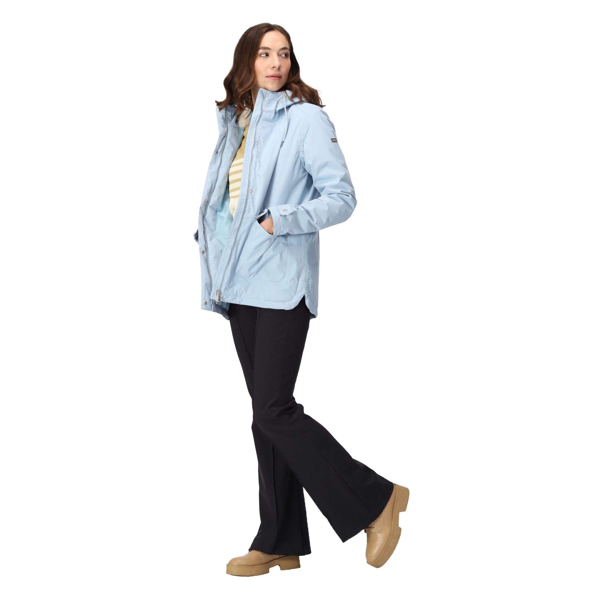 Womens/Ladies Broadia Waterproof Jacket (Soft Denim/Light Vanilla) 3/4