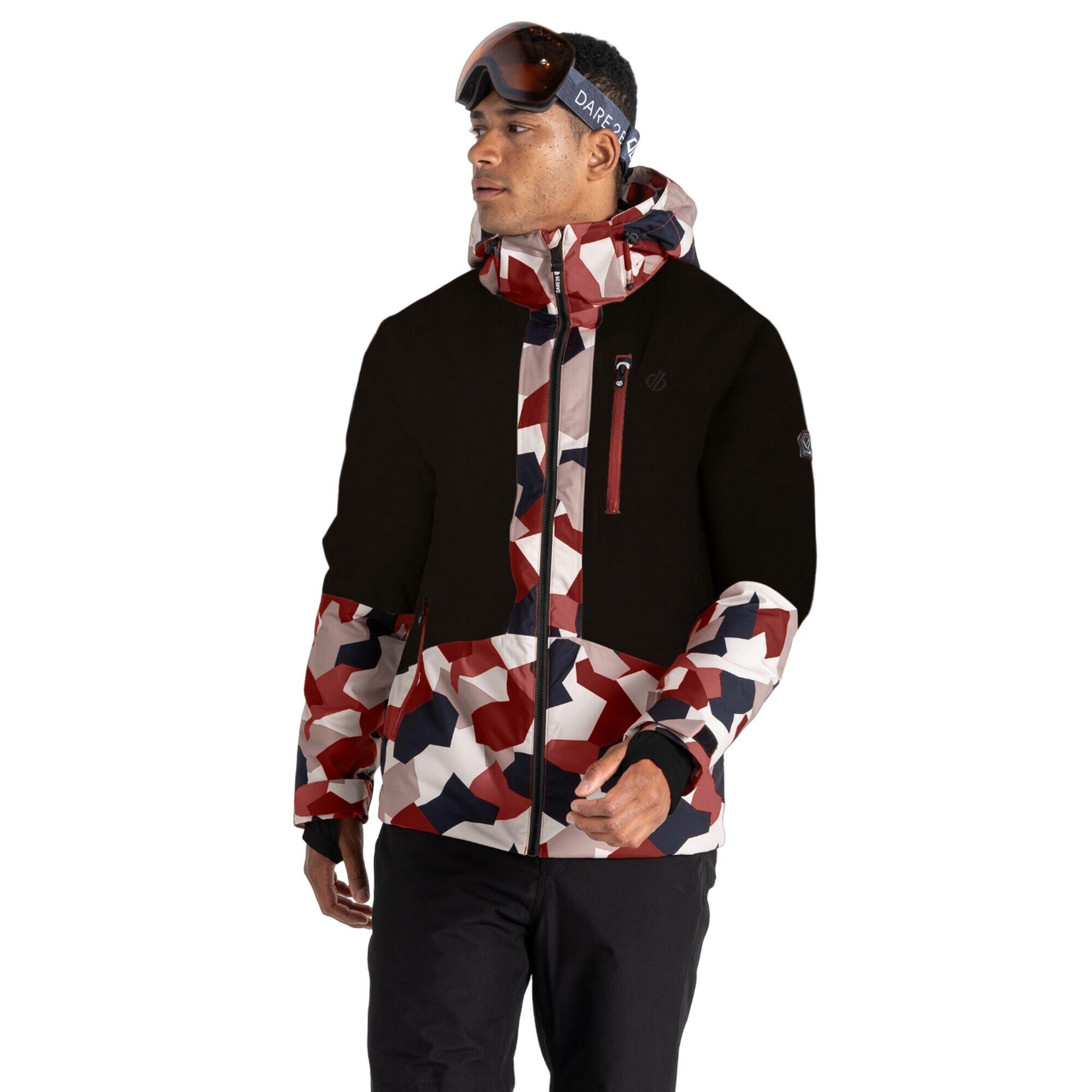 Mens Edge Geometric Ski Jacket (Black/Clay) 3/5