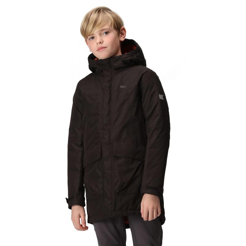 Blouson de ski FARBANK Enfant (Noir / Orange brûlé)