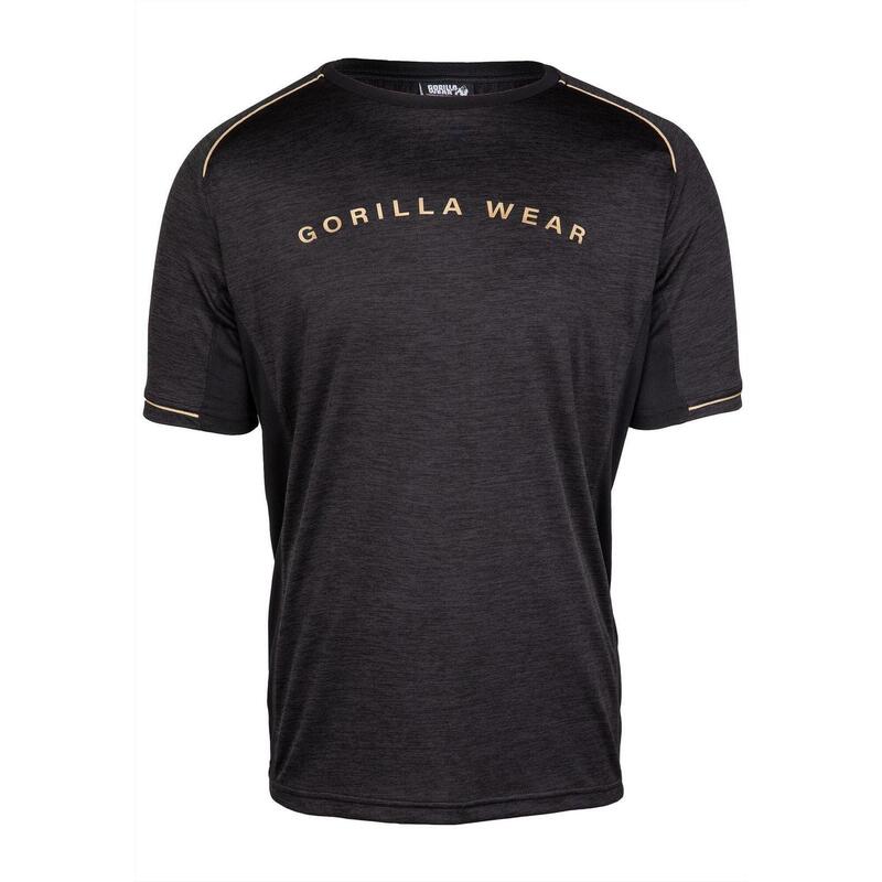 Camiseta Musculación Manga Corta Poliéster Hombre GORILLA WEAR Fremont Negro