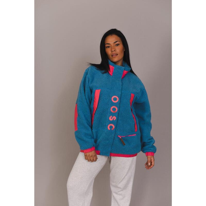 Sherpa Fleecejack Blauw/Roze