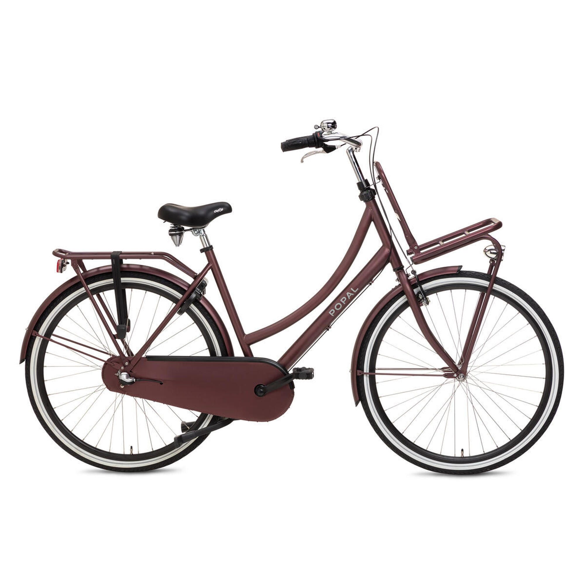 Popal - Vélo Hollandais Popal Daily Dutch Basic+ N3 - 3 Vitesses - Femme - Chêne Rouge - Vélo Ville - Noir|rouge - 59 Cm - Decathlon