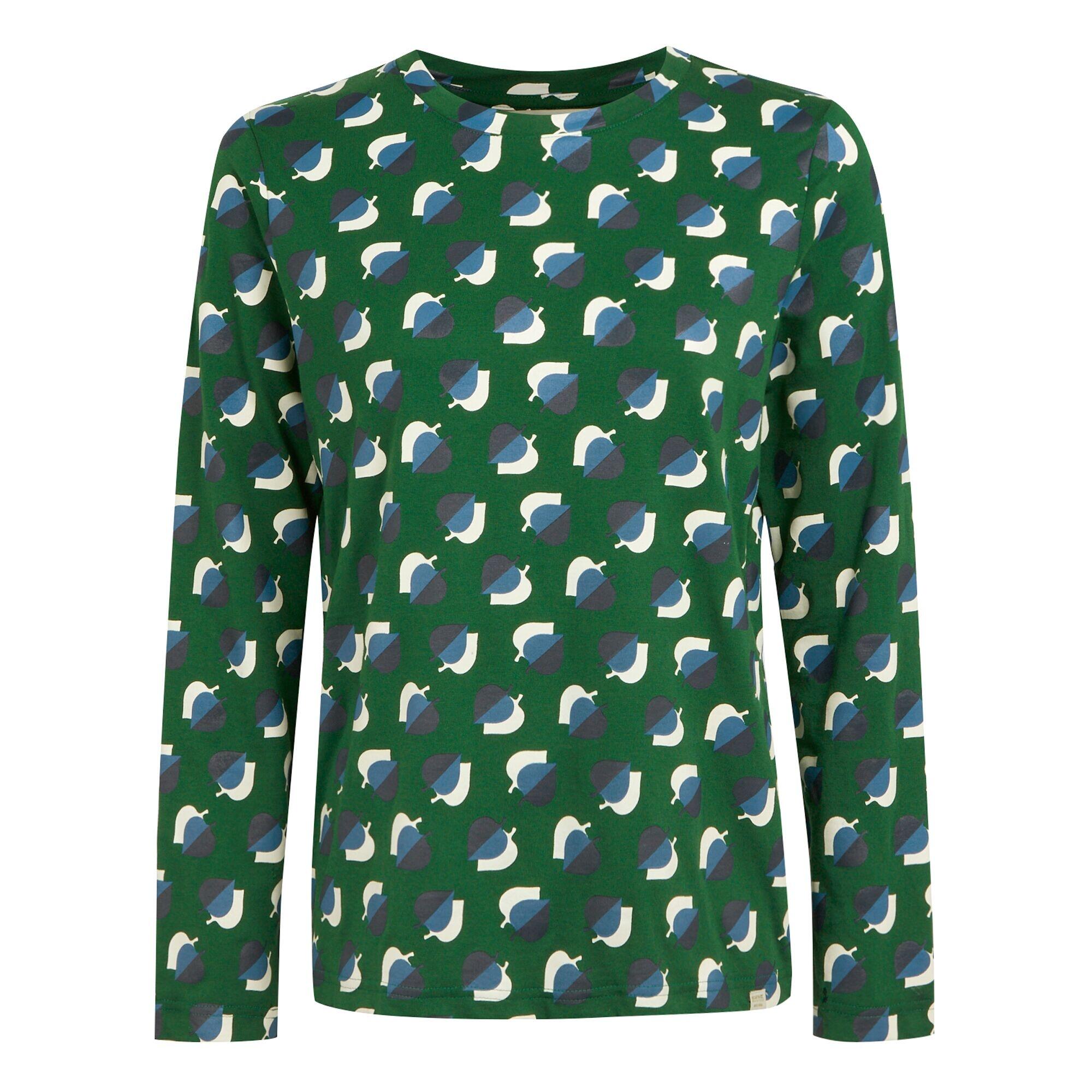 Womens/Ladies Orla Kiely Leaf Print LongSleeved TShirt (Shadow Elm Emerald) 1/5