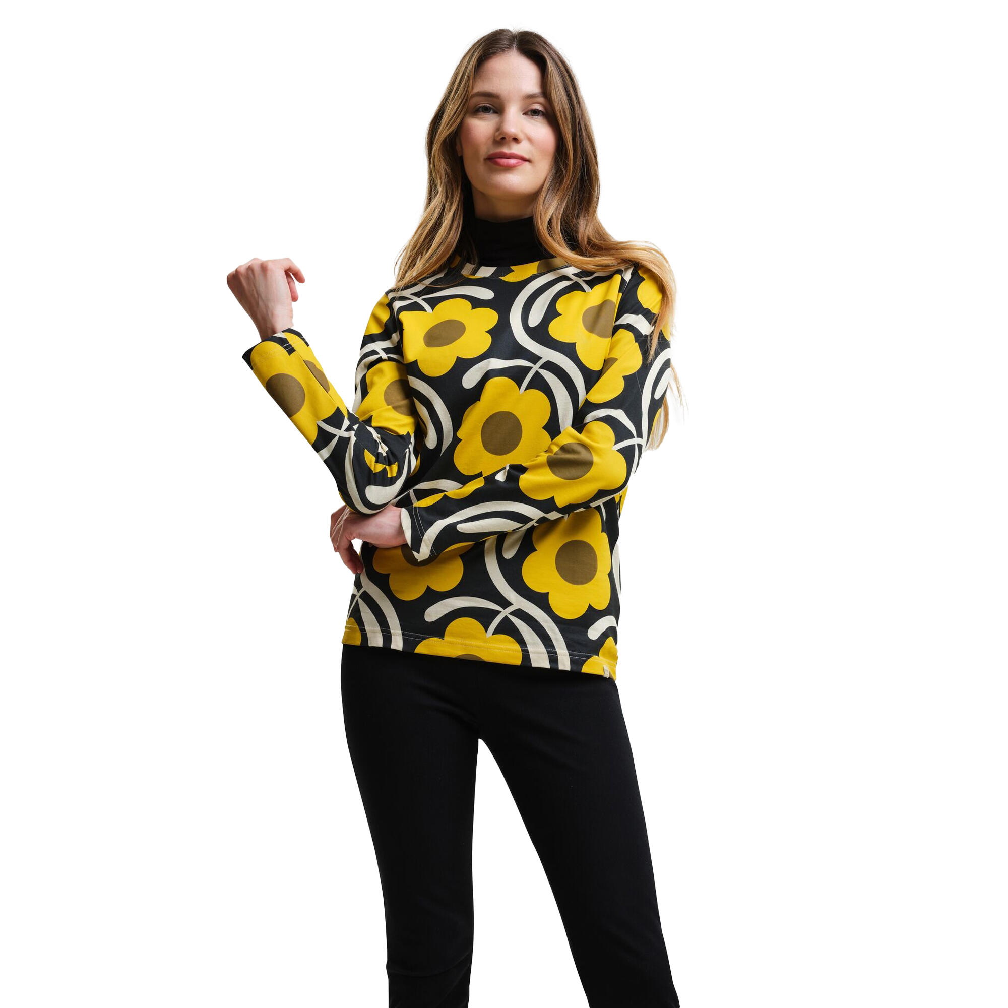 Womens/Ladies Orla Kiely Flower LongSleeved Winter TShirt (Apple Blossom Yellow) 3/5