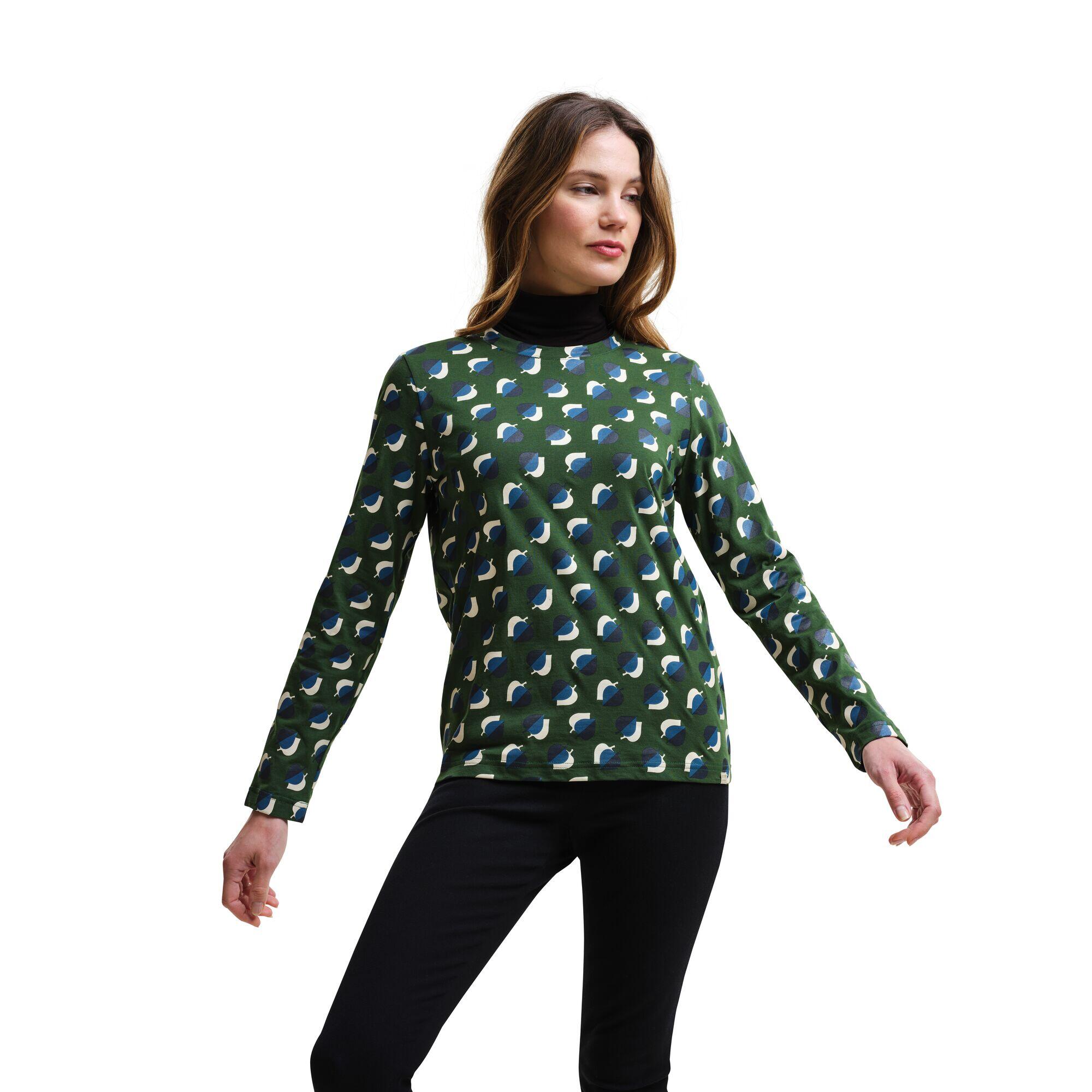 Womens/Ladies Orla Kiely Leaf Print LongSleeved TShirt (Shadow Elm Emerald) 4/5