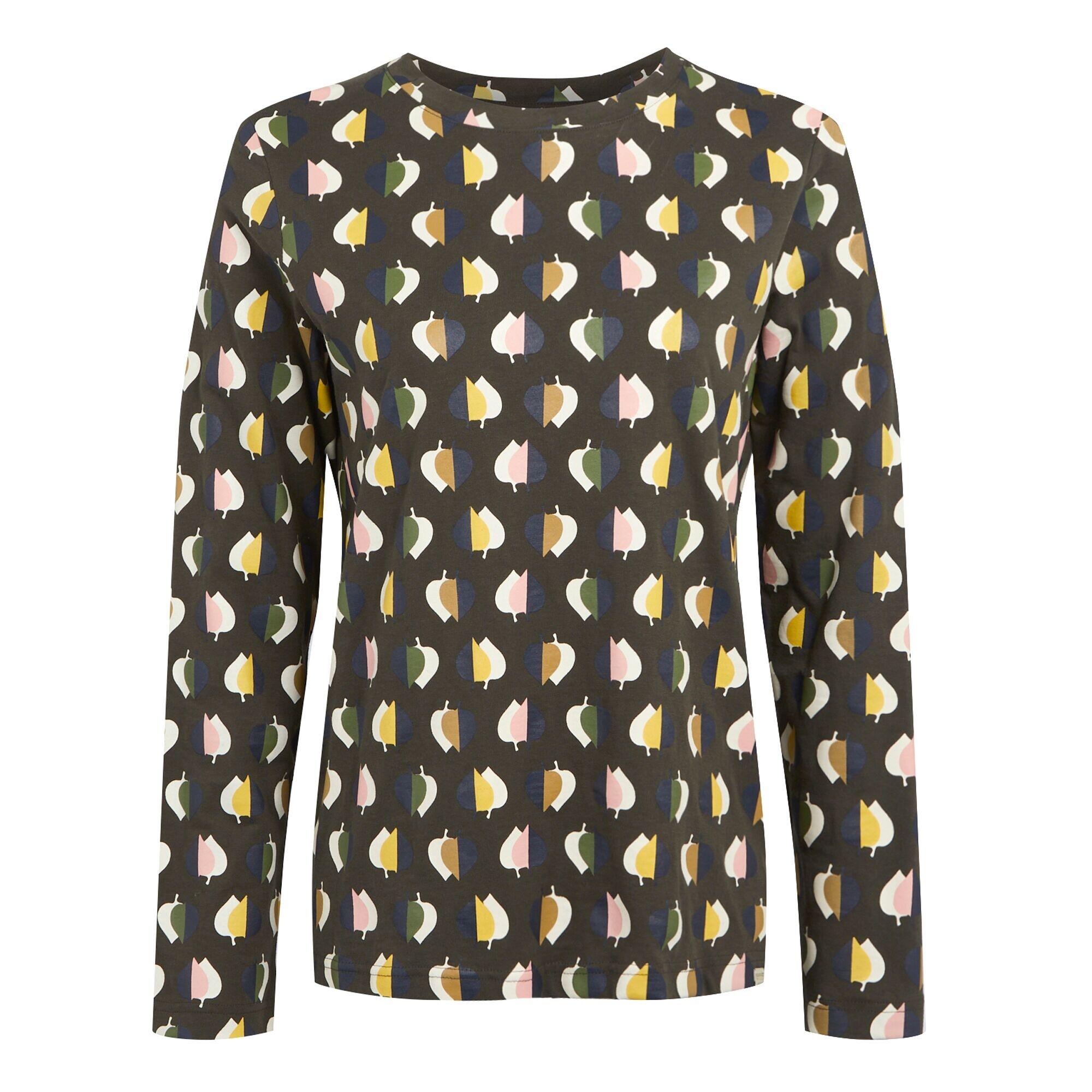 Womens/Ladies Orla Kiely Leaf Print LongSleeved TShirt (Tiny Elm Grey) 1/5