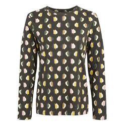 Dames Orla Kiely Leaf Print Tshirt met lange mouwen (Kleine iep grijs)