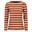 Dames Federica Stripe Tshirt met lange mouwen (Gebrand Koper/Licht Vanille)