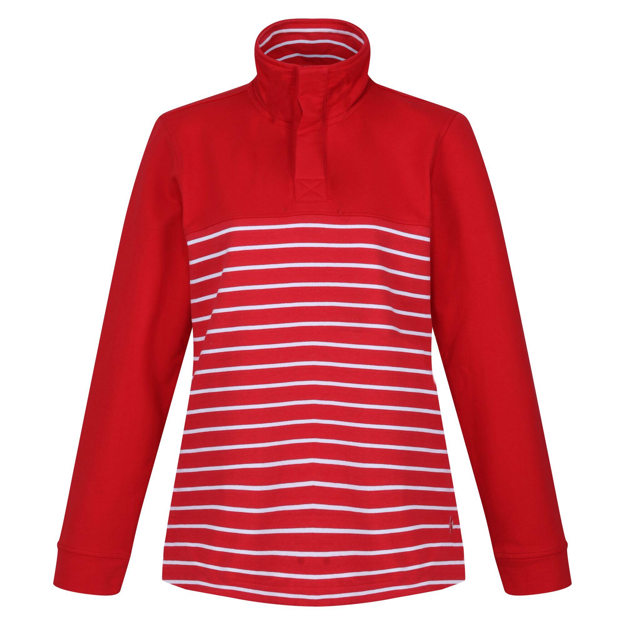 Womens/Ladies Bayla Striped Button Neck Sweatshirt (Miami Red/White) 1/5