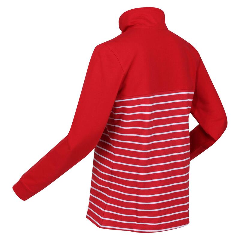 "Bayla" Sweatshirt Knopfhals für Damen Miami Rot/Weiß