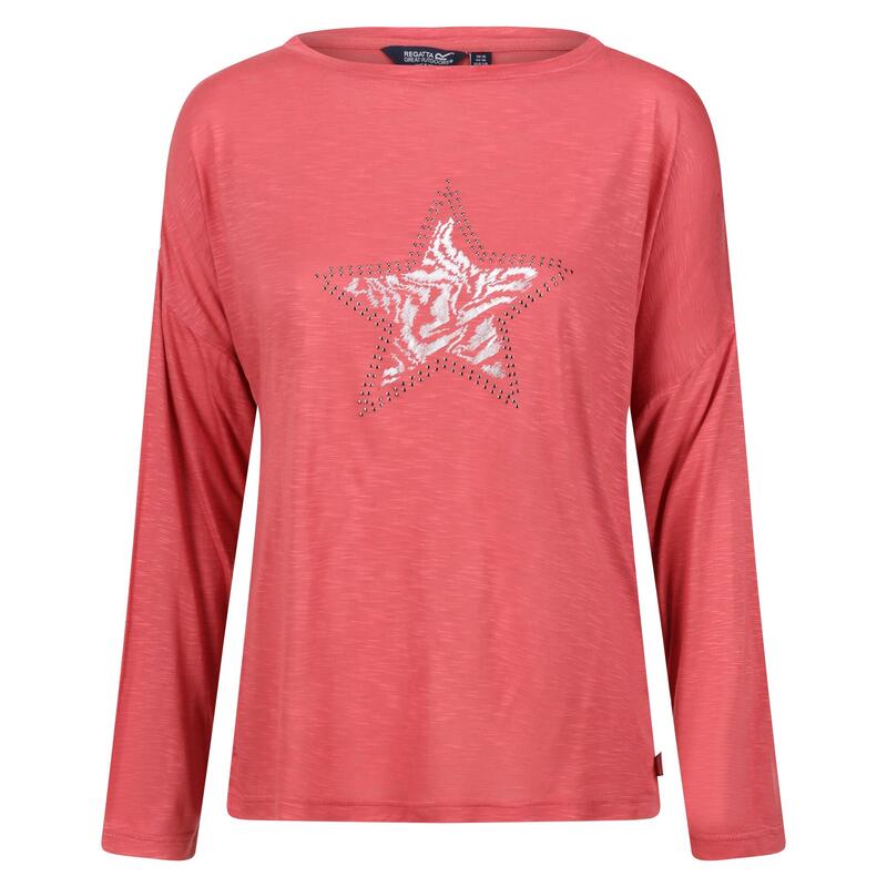 Camiseta Carlene de Manga Larga para Mujer Rojo Mineral