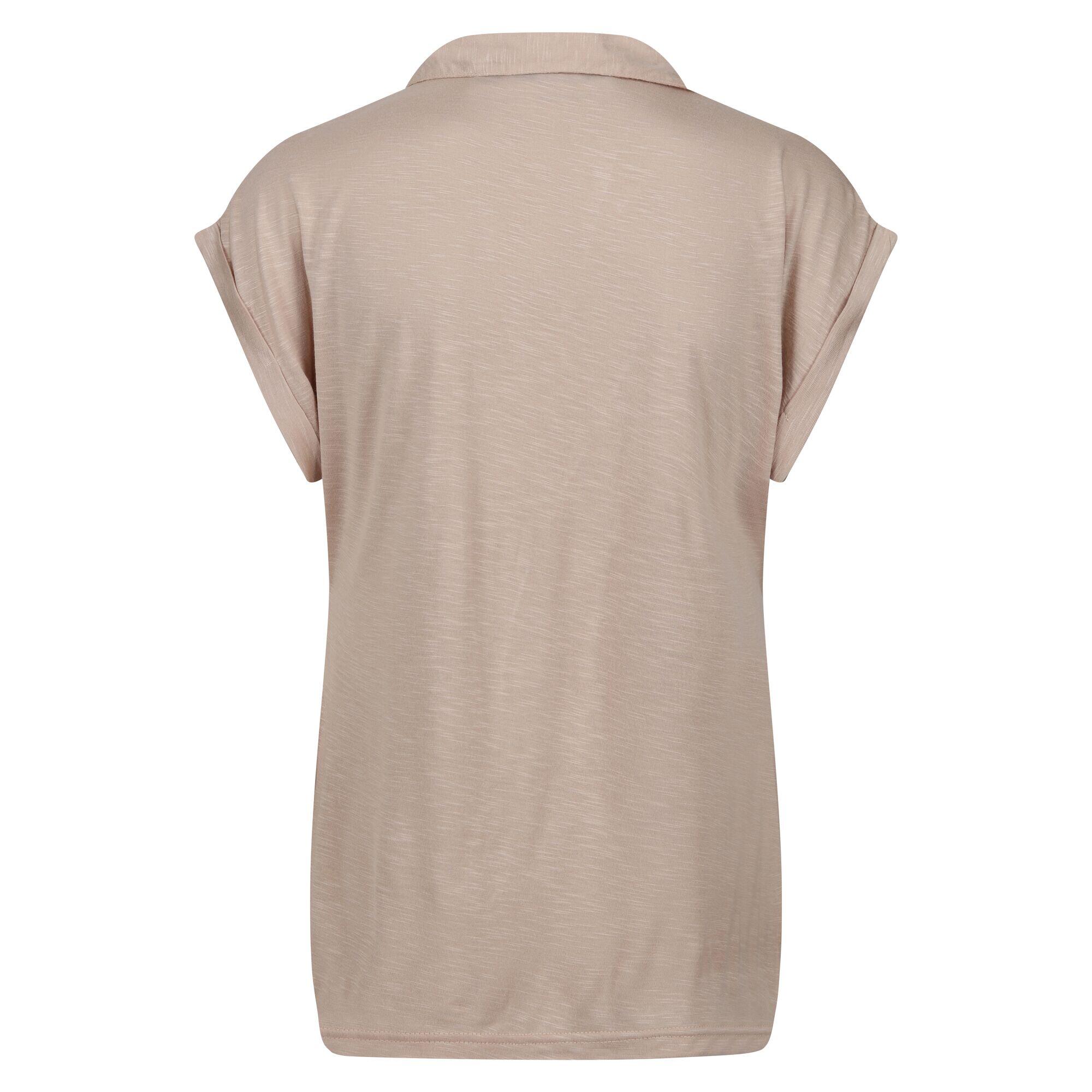 Womens/Ladies Lupine Collared TShirt (Sesame) 2/5