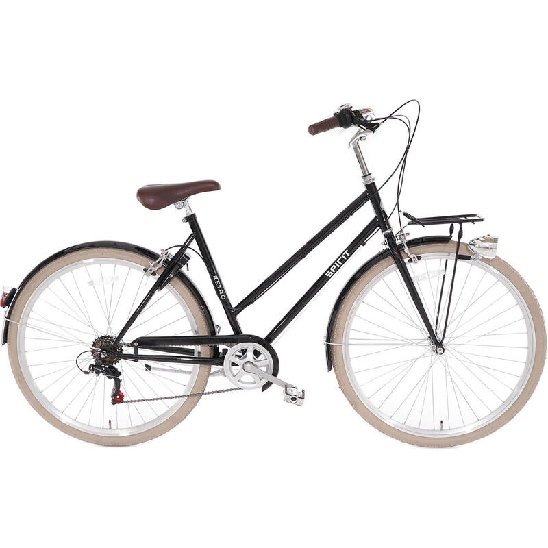 Spirit Retro Damesfiets Zwart 6 versnellingen 28 inch 57 cm