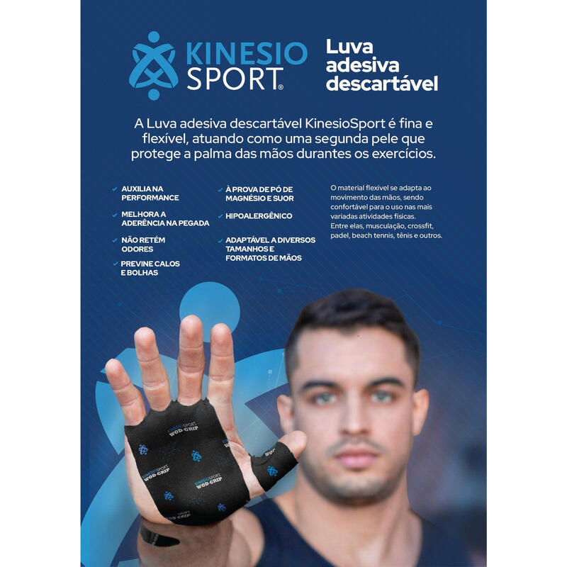 KinesioSport® WOD GRIP, Luva Adesiva 7,5 cm x 25 cm Preta