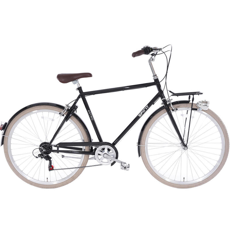 Spirit Retro Herenfiets Zwart 6 versnellingen 28 inch 61 cm