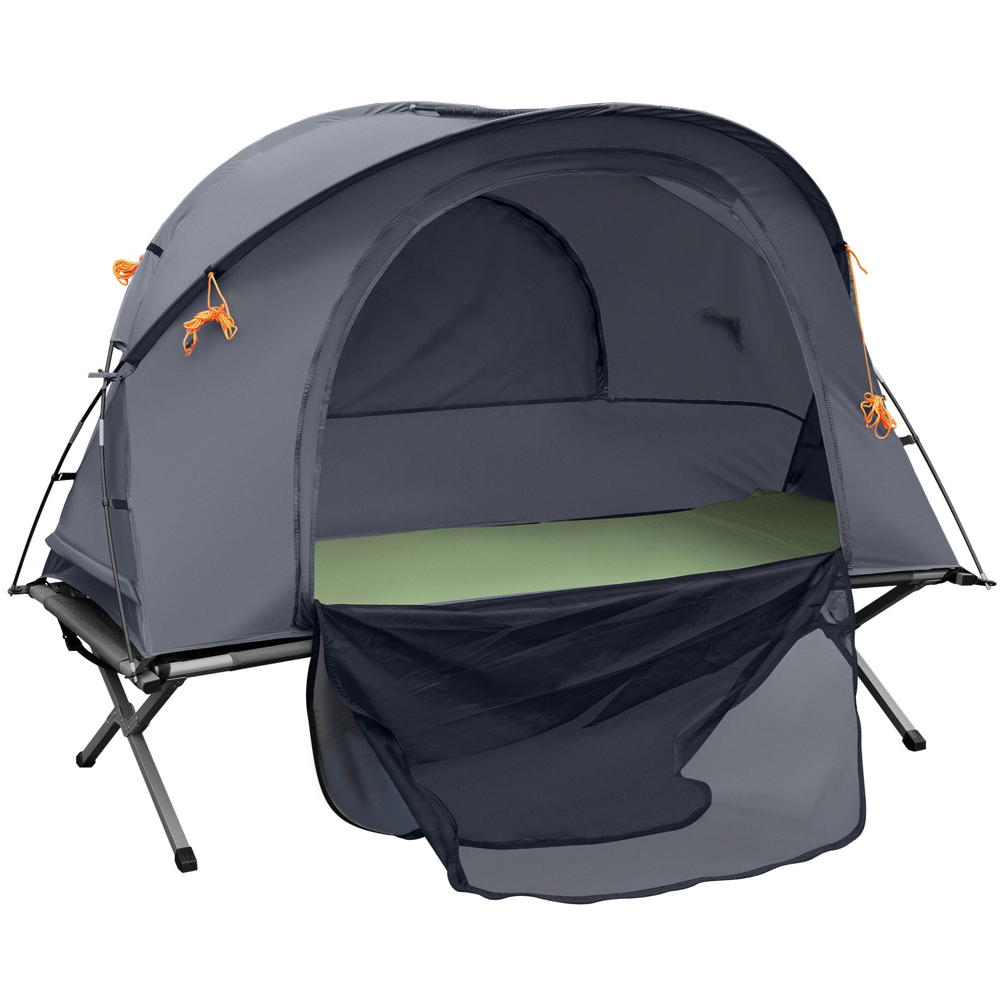 Cama campismo 200x86x147 cm cinzento outsunny