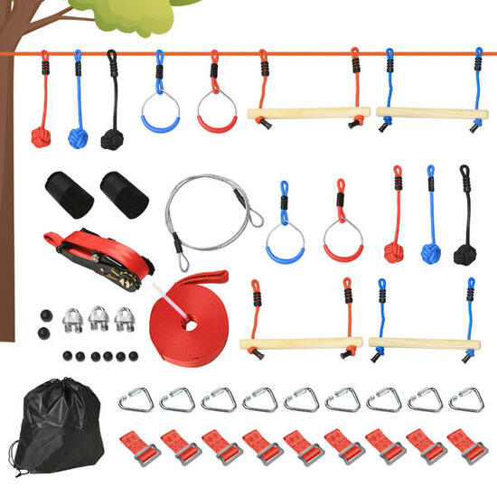 Parcours d'obstacles ninja enfant 10 m - 30 accessoires