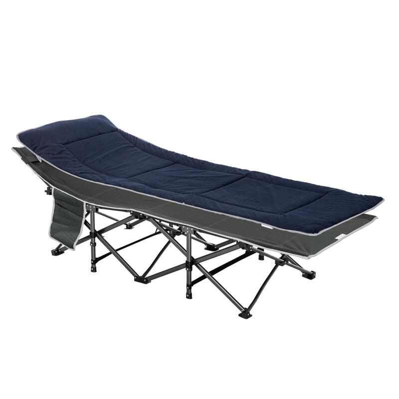 Cama de campismo 188x64,5x53 cm preto e azul escuro Outsunny