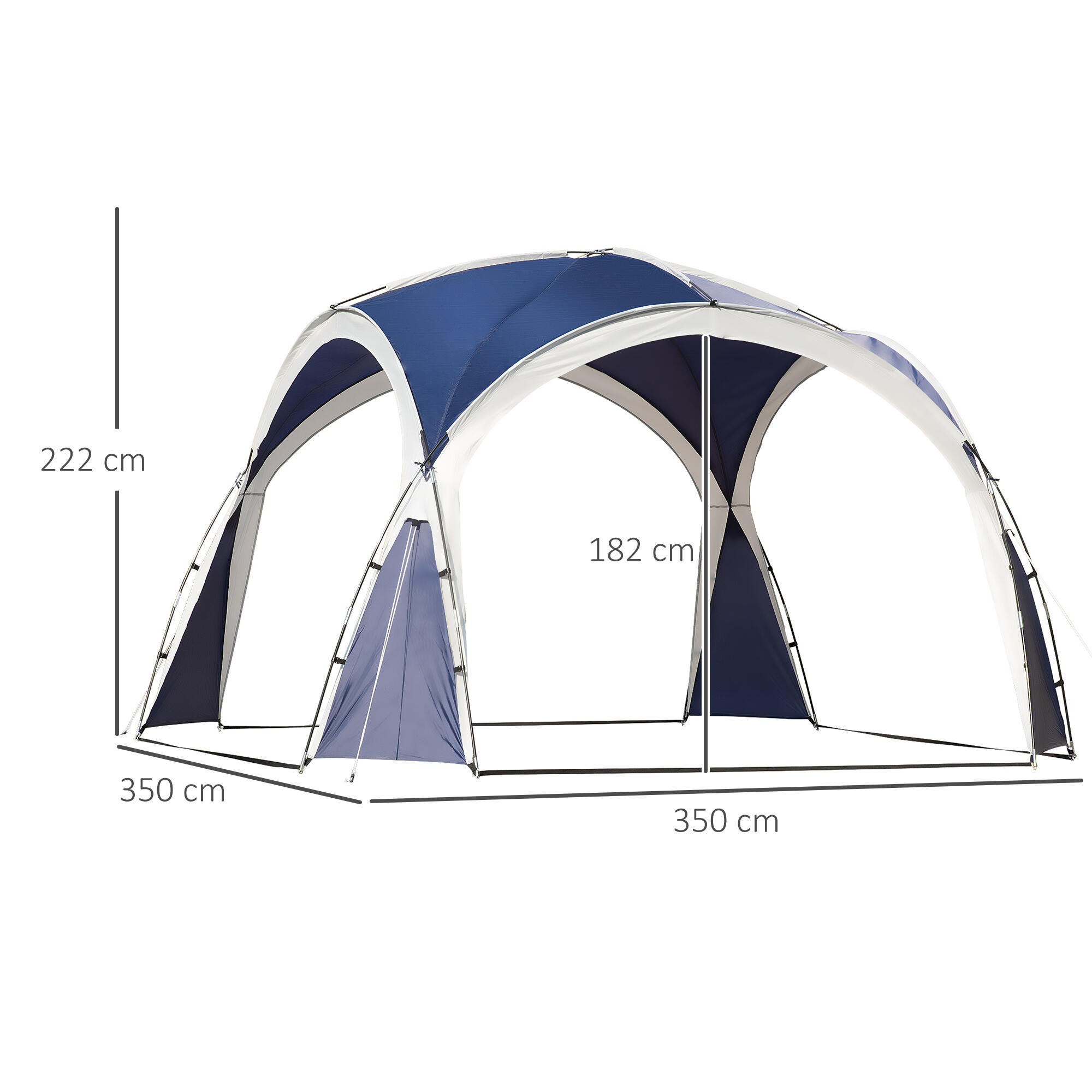 Toldo de Refugio Outsunny 350x350x222 cm Azul 3/7