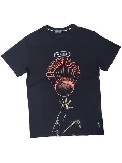 T-shirt uomo puma pallacanestro graphic tee nero in cotone
