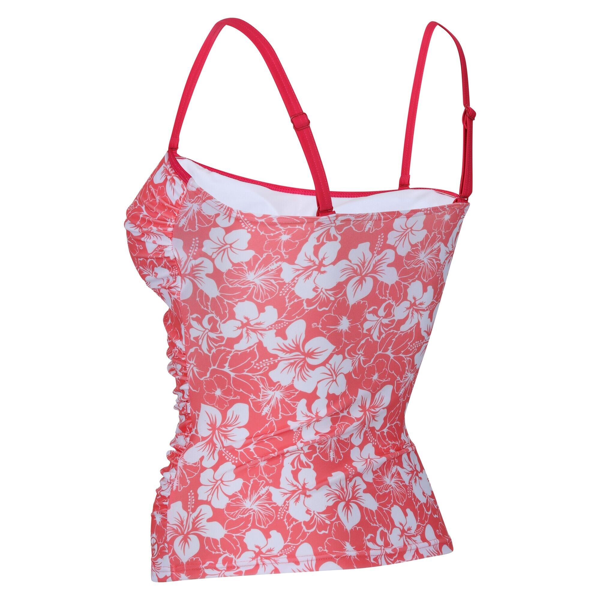 Womens/Ladies Aceana II Hibiscus Tankini Top (Peach Bloom) 3/5