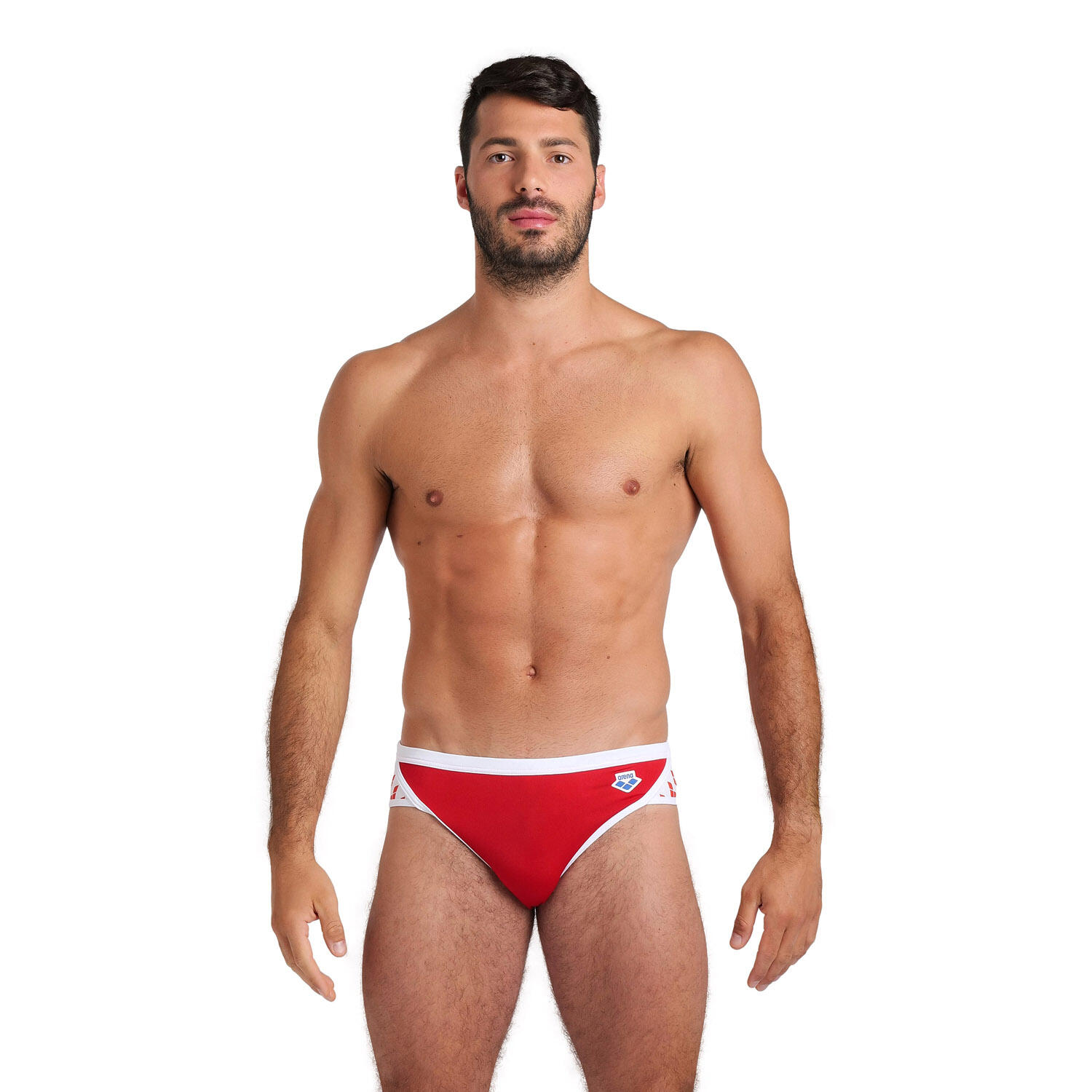 Arena - Slip De Bain Homme - Icons Solid - Maillot De Bain 1 Pièce - Blanc|rouge - 85 - Decathlon