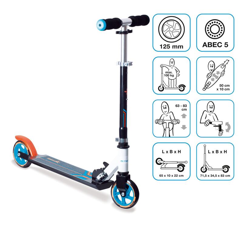 muuwmi Aluminium Scooter 125 mm schwarz-orange-weiß